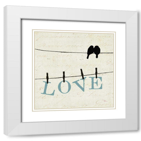 Bird Talk II White Modern Wood Framed Art Print with Double Matting by Pela Studio