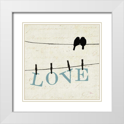 Bird Talk II White Modern Wood Framed Art Print with Double Matting by Pela Studio