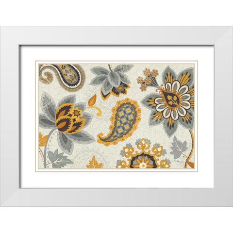 Decorative Nature I Yellow Gray Cream White Modern Wood Framed Art Print with Double Matting by Pela Studio