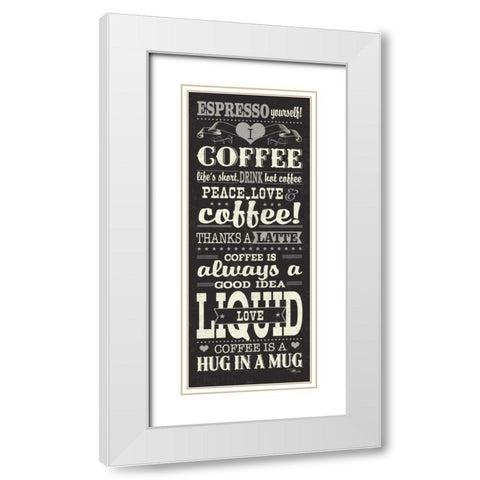 Coffee Lovers II White Modern Wood Framed Art Print with Double Matting by Pela Studio