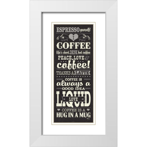 Coffee Lovers II White Modern Wood Framed Art Print with Double Matting by Pela Studio