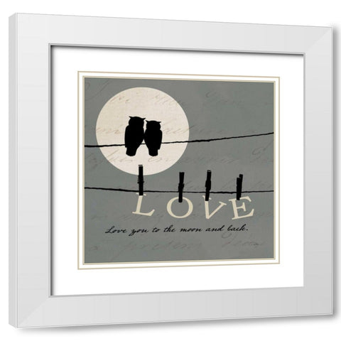 Moon Lovers I White Modern Wood Framed Art Print with Double Matting by ERR, Pela