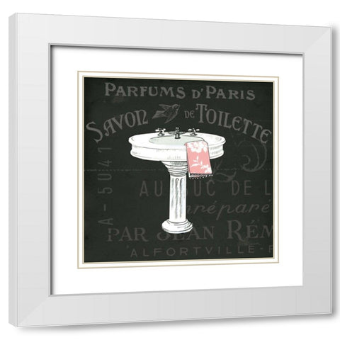 Chalkboard Bath I White Modern Wood Framed Art Print with Double Matting by Schlabach, Sue