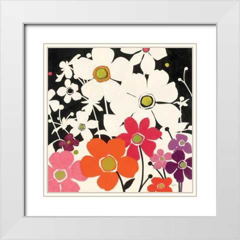 Flower Power White Modern Wood Framed Art Print with Double Matting by Novak, Shirley