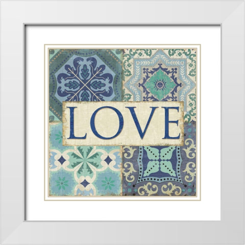 Santorini I - Love White Modern Wood Framed Art Print with Double Matting by Pela Studio