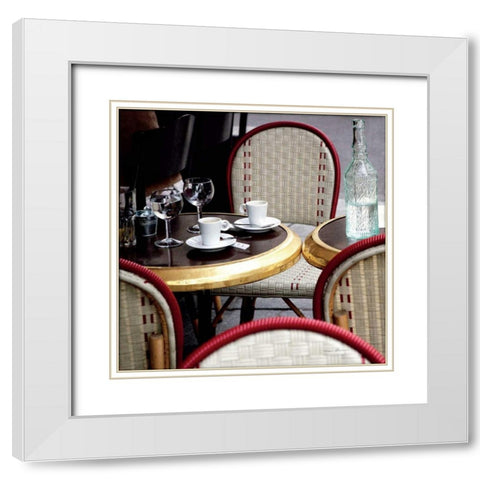 Outdoor Cafe White Modern Wood Framed Art Print with Double Matting by Olivier, Marc