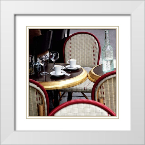 Outdoor Cafe White Modern Wood Framed Art Print with Double Matting by Olivier, Marc