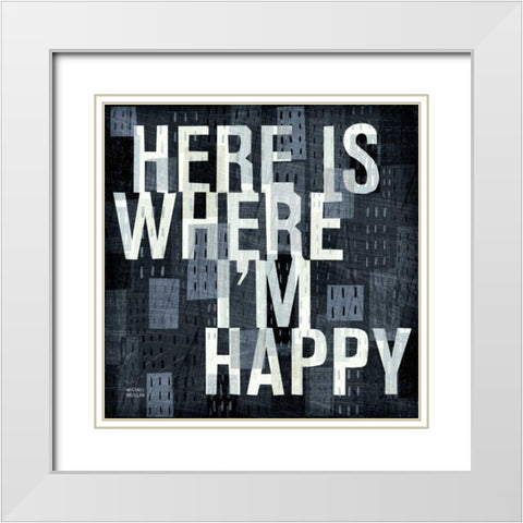 Here is Where White Modern Wood Framed Art Print with Double Matting by Mullan, Michael