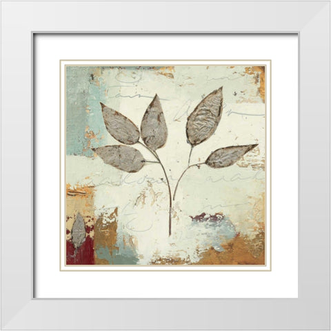 Silver Leaves III White Modern Wood Framed Art Print with Double Matting by Wiens, James