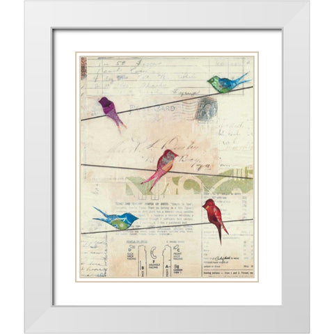 Birds on a Wire no Border White Modern Wood Framed Art Print with Double Matting by Prahl, Courtney