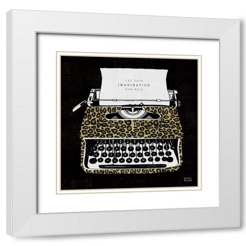 Analog Jungle Typewriter White Modern Wood Framed Art Print with Double Matting by Mullan, Michael