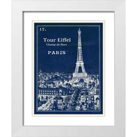 Blueprint Eiffel Tower White Modern Wood Framed Art Print with Double Matting by Schlabach, Sue