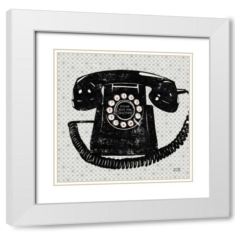 Vintage Analog Phone White Modern Wood Framed Art Print with Double Matting by Mullan, Michael