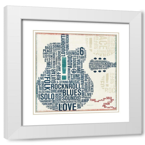 Type Guitar Square II White Modern Wood Framed Art Print with Double Matting by Mullan, Michael