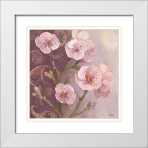 Gypsy Blossoms I White Modern Wood Framed Art Print with Double Matting by Hristova, Albena