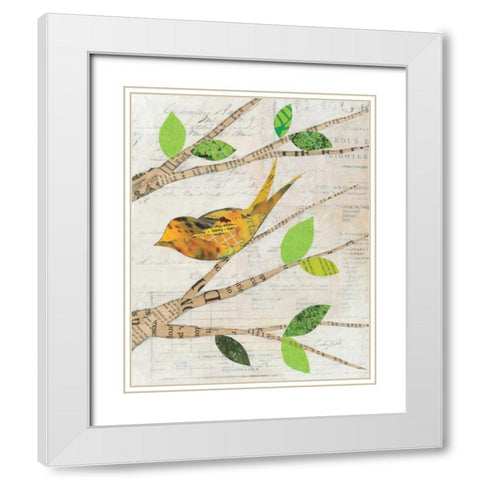 Birds in Spring II White Modern Wood Framed Art Print with Double Matting by Prahl, Courtney