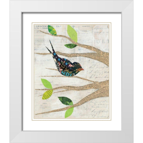 Birds in Spring III White Modern Wood Framed Art Print with Double Matting by Prahl, Courtney