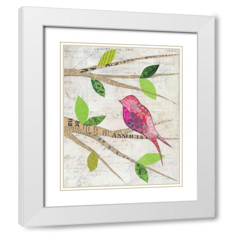 Birds in Spring IV White Modern Wood Framed Art Print with Double Matting by Prahl, Courtney