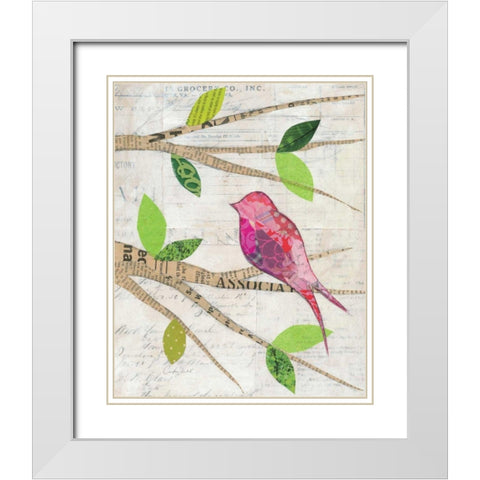Birds in Spring IV White Modern Wood Framed Art Print with Double Matting by Prahl, Courtney