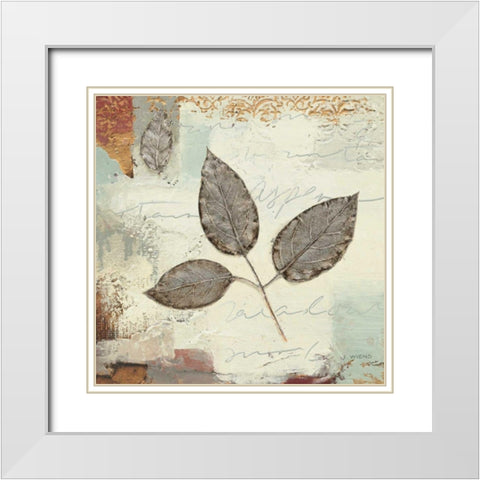 Silver Leaves II White Modern Wood Framed Art Print with Double Matting by Wiens, James