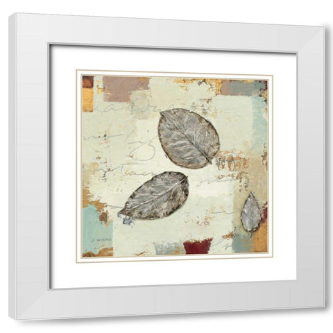 Silver Leaves IV White Modern Wood Framed Art Print with Double Matting by Wiens, James