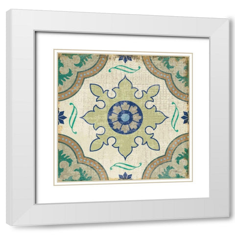 Santorini Tile I White Modern Wood Framed Art Print with Double Matting by Pela Studio