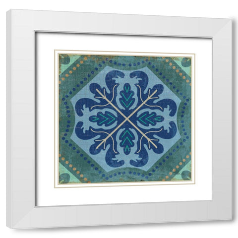 Santorini Tile II White Modern Wood Framed Art Print with Double Matting by Pela Studio