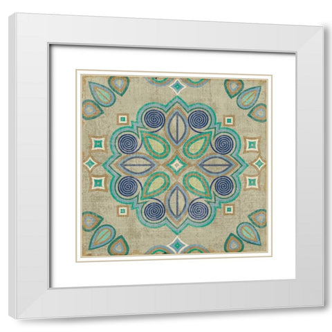 Santorini Tile III White Modern Wood Framed Art Print with Double Matting by Pela Studio