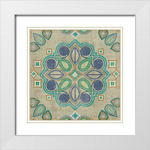 Santorini Tile III White Modern Wood Framed Art Print with Double Matting by Pela Studio