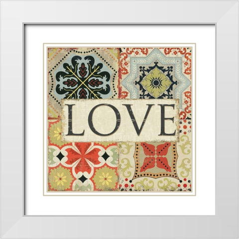 Spice Santorini I - Love  White Modern Wood Framed Art Print with Double Matting by Pela Studio
