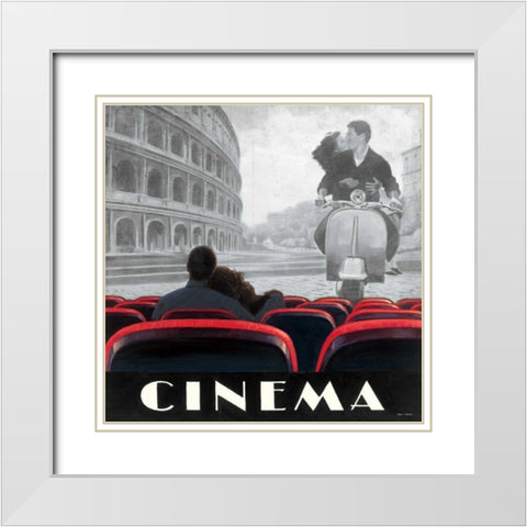 Cinema Roma White Modern Wood Framed Art Print with Double Matting by Fabiano, Marco