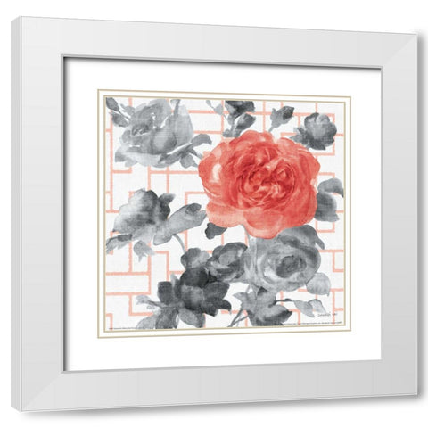 Geometric Watercolor Floral I White Modern Wood Framed Art Print with Double Matting by Nai, Danhui