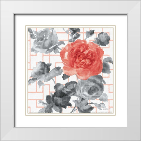 Geometric Watercolor Floral I White Modern Wood Framed Art Print with Double Matting by Nai, Danhui