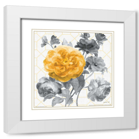 Geometric Watercolor Floral II White Modern Wood Framed Art Print with Double Matting by Nai, Danhui