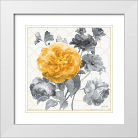 Geometric Watercolor Floral II White Modern Wood Framed Art Print with Double Matting by Nai, Danhui