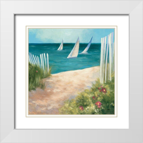 Regatta II Square White Modern Wood Framed Art Print with Double Matting by Purinton, Julia