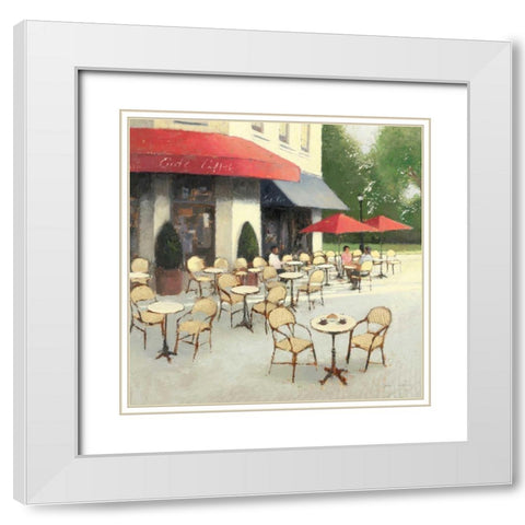 Cafe du Matin II White Modern Wood Framed Art Print with Double Matting by Wiens, James