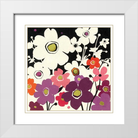 Flower Power II White Modern Wood Framed Art Print with Double Matting by Novak, Shirley