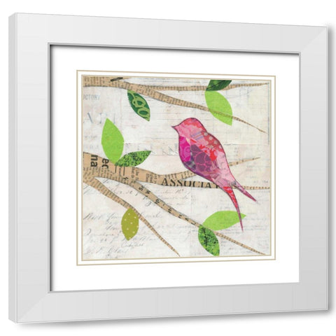 Birds in Spring  IV Square White Modern Wood Framed Art Print with Double Matting by Prahl, Courtney