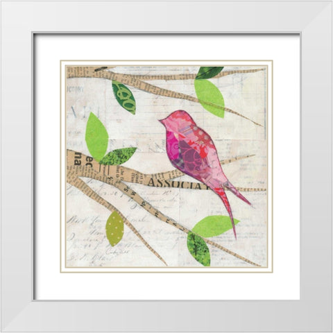 Birds in Spring  IV Square White Modern Wood Framed Art Print with Double Matting by Prahl, Courtney