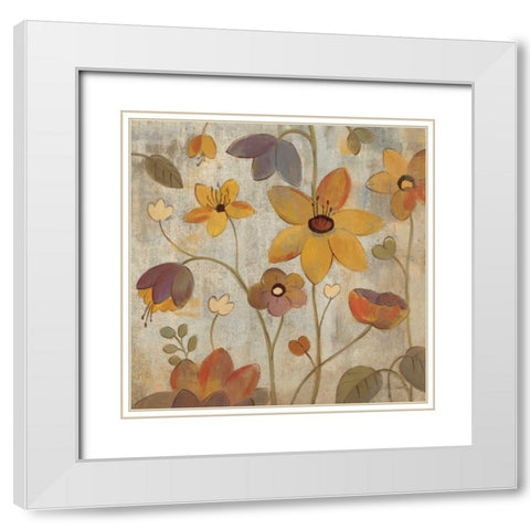 Floral Song III White Modern Wood Framed Art Print with Double Matting by Vassileva, Silvia