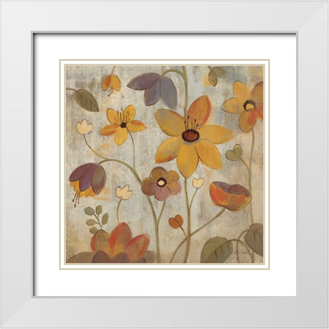 Floral Song III White Modern Wood Framed Art Print with Double Matting by Vassileva, Silvia