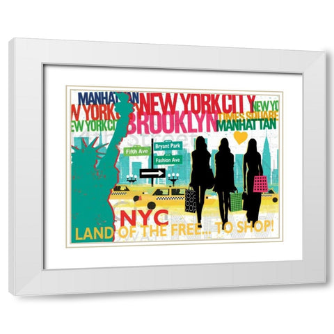 New York City Life III White Modern Wood Framed Art Print with Double Matting by Mullan, Michael