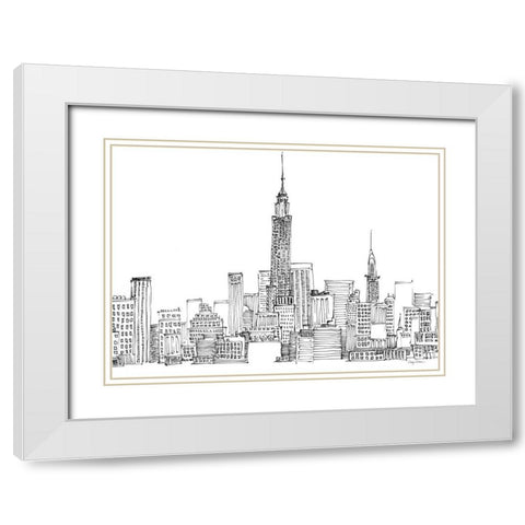 New York Skyline Crop White Modern Wood Framed Art Print with Double Matting by Tillmon, Avery