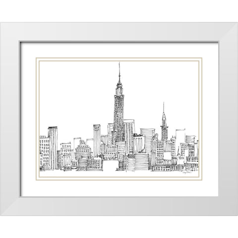 New York Skyline Crop White Modern Wood Framed Art Print with Double Matting by Tillmon, Avery