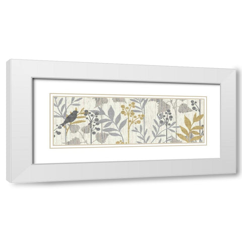 Garden Leaves Panel I White Modern Wood Framed Art Print with Double Matting by Wild Apple Portfolio