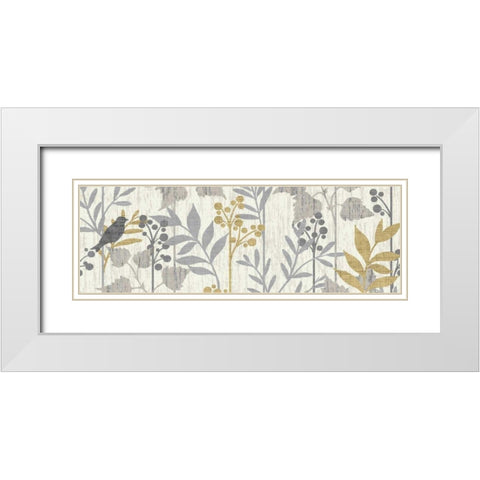 Garden Leaves Panel I White Modern Wood Framed Art Print with Double Matting by Wild Apple Portfolio