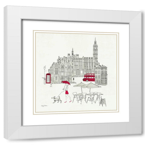 World Cafe I - London Red White Modern Wood Framed Art Print with Double Matting by Tillmon, Avery