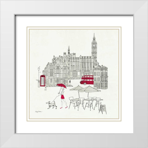 World Cafe I - London Red White Modern Wood Framed Art Print with Double Matting by Tillmon, Avery