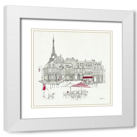 World Cafe  II - Paris Red White Modern Wood Framed Art Print with Double Matting by Tillmon, Avery